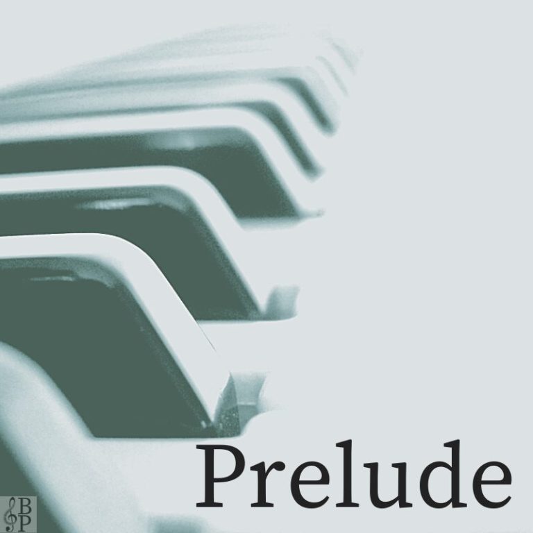 keyboard with text overlay: Prelude